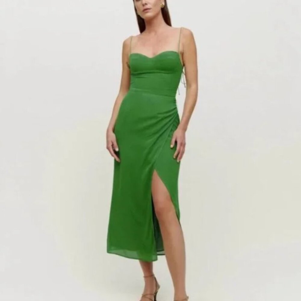 Reformation Kourtney Dress in Kelly Green